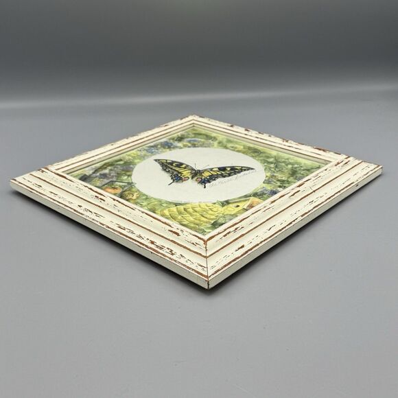 2000 Distressed Square Framed Lila Rose Butterfly Print Cottagecore Gardens 10.5 - Picture 7 of 9